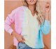 Women's Color Block Tie Dye Loose Pullover